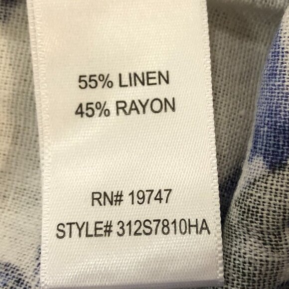 Land ‘n sea Linen Blend Pants Wide Leg Front Slit Leaf All Over Print Size S - Picture 14 of 16